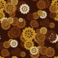 Seamless pattern of mechanical gears on a dark brown background. Vector image Royalty Free Stock Photo