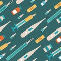 Seamless pattern of medical devices. Vector illustration. Royalty Free Stock Photo