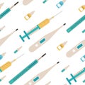 Seamless pattern of medical devices. Vector illustration on a white background. Royalty Free Stock Photo