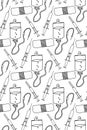 Seamless pattern with medical instruments.