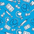 Seamless pattern of medical items