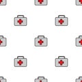 Seamless pattern with medical suitcase. Vector illustration.