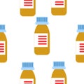 Seamless pattern with medicine bottles. Cough syrup
