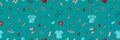 Seamless pattern with medicines and diagnostic and treatment items. Vector hand drawn illustration in doodle style