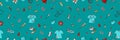 Seamless pattern with medicines and diagnostic and treatment items. Vector hand drawn illustration in doodle style