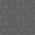 Seamless pattern with medieval military helmets