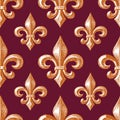 Seamless pattern of the medieval symbol of the French lily