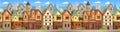 Seamless pattern of medieval town. Old city street with chalet style houses. Royalty Free Stock Photo