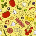 Seamless pattern with mediterranean cuisine objects