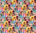 Seamless pattern with men and women of different ages, races and nationalities.Can be used for poster, card, invitation, placard