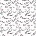 Seamless pattern with meow lettering and cat face Royalty Free Stock Photo