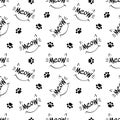 Seamless pattern with meow lettering Royalty Free Stock Photo