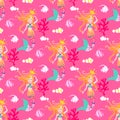 Seamless pattern with mermaid. Royalty Free Stock Photo
