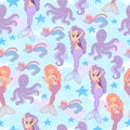 Seamless pattern with mermaids Royalty Free Stock Photo