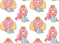 Seamless pattern with mermaids.