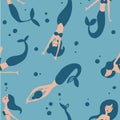 Seamless pattern with mermaids Royalty Free Stock Photo