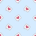 Seamless pattern with messages of love. Speech bubble with a heart. Vector Royalty Free Stock Photo