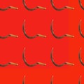 Seamless pattern with vintage sickle on red background