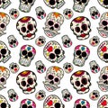 Seamless pattern with mexican sugar skulls. Royalty Free Stock Photo