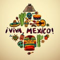 Seamless pattern with mexican symbols