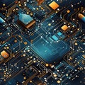 seamless pattern of a microchip circuit with digital electronic technologies for the motherboard and processor in Royalty Free Stock Photo