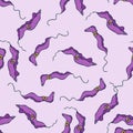 Seamless pattern with microorganisms trypanosoma