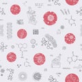Seamless pattern with microscopes and bacterium Royalty Free Stock Photo