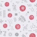 Seamless pattern with microscopes and bacterium