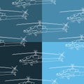 Seamless pattern. Military helicopter. Backdrop with combat vehicle Royalty Free Stock Photo