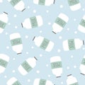 Seamless pattern with milk bottles.