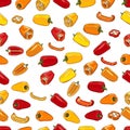 Seamless pattern of mini sweet peppers. Vector illustration. Cartoon style.