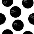 Seamless pattern Minimal black and white circle digital alarmclock with woring Royalty Free Stock Photo