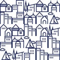 Seamless pattern, minimalist home and building outline illustration