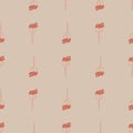 Seamless pattern in minimalistic style with doodle yarrow ornament. Pale pink background. Botany backdrop Royalty Free Stock Photo