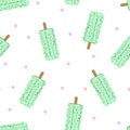 seamless pattern mint chocolate chip ice cream bar with pink dot Royalty Free Stock Photo