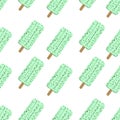 Seamless pattern mint chocolate chip ice cream bar vector Royalty Free Stock Photo