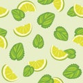 Seamless pattern with mint leaves and lime slices Royalty Free Stock Photo