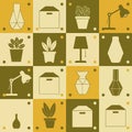 Seamless Pattern of Modern Home Decor Icons Royalty Free Stock Photo