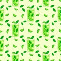 Seamless pattern Mojito with slices of lime. Vector Royalty Free Stock Photo