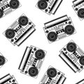 Seamless pattern of monochrome boombox illustration. Vector illustration template