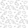 Seamless pattern with monochrome Chinese style clouds on white Royalty Free Stock Photo