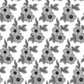 1564 pattern, seamless pattern in monochrome colors with flowers and leaves