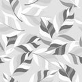 Seamless pattern with monochrome fantastic leaves. Endless texture decoration with flying black and white leaves. Natural