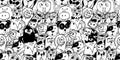 Seamless pattern of monochrome funny animals. Not AI, Monochrome flat Vector illustration Royalty Free Stock Photo