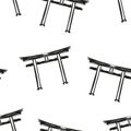 Seamless pattern of monochrome japanese ritual gate illustration. Vector illustration template