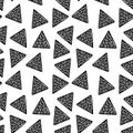 Seamless pattern monochrome triangle hand drawn background