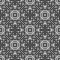 Seamless pattern in Moroccan style mosaic tile. Islamic monochrome traditional ornament. Geometric background. Vector illustration Royalty Free Stock Photo