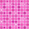 Seamless pattern mosaic with pink heart