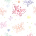 Seamless pattern with motifs of various butterflies. Butterfly ornament seamless pattern for wall art design Royalty Free Stock Photo