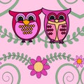 Seamless pattern of cute owl background